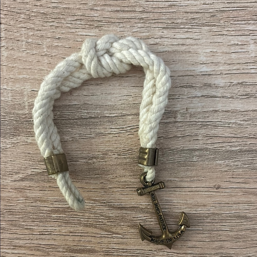 White Rope Bracelet with Anchor Charm